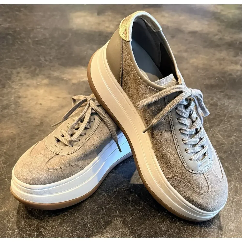 MICHAEL Michael Kors Hayes Platform Gray Leather Sneakers Women's Size 10M NWT